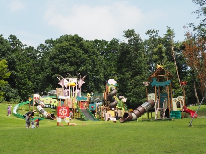 東松山ぼたん園内にある大型遊具の写真