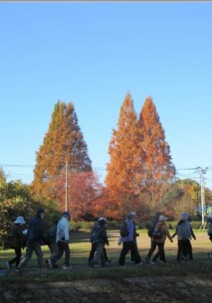 青空の下を歩く